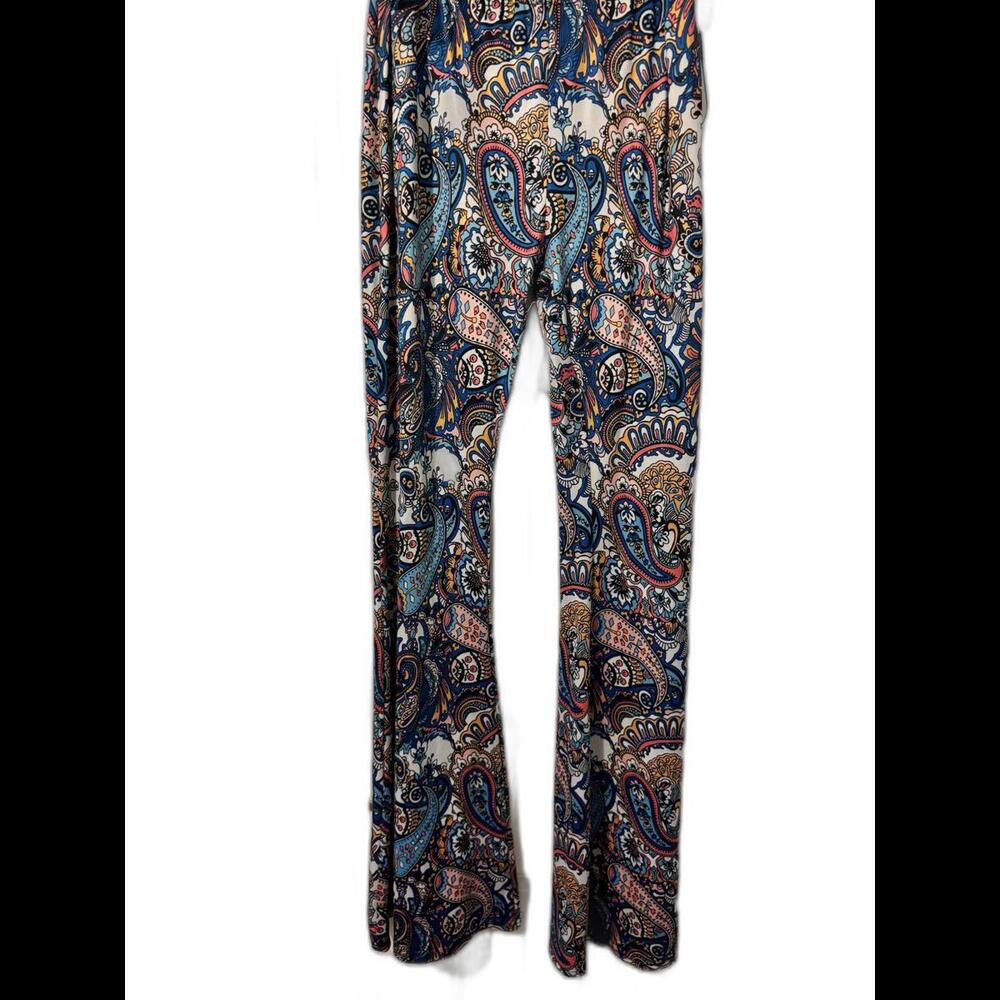 Colorful Paisley Print Flared Pants - Size 12-14 Stylish and Comfortable